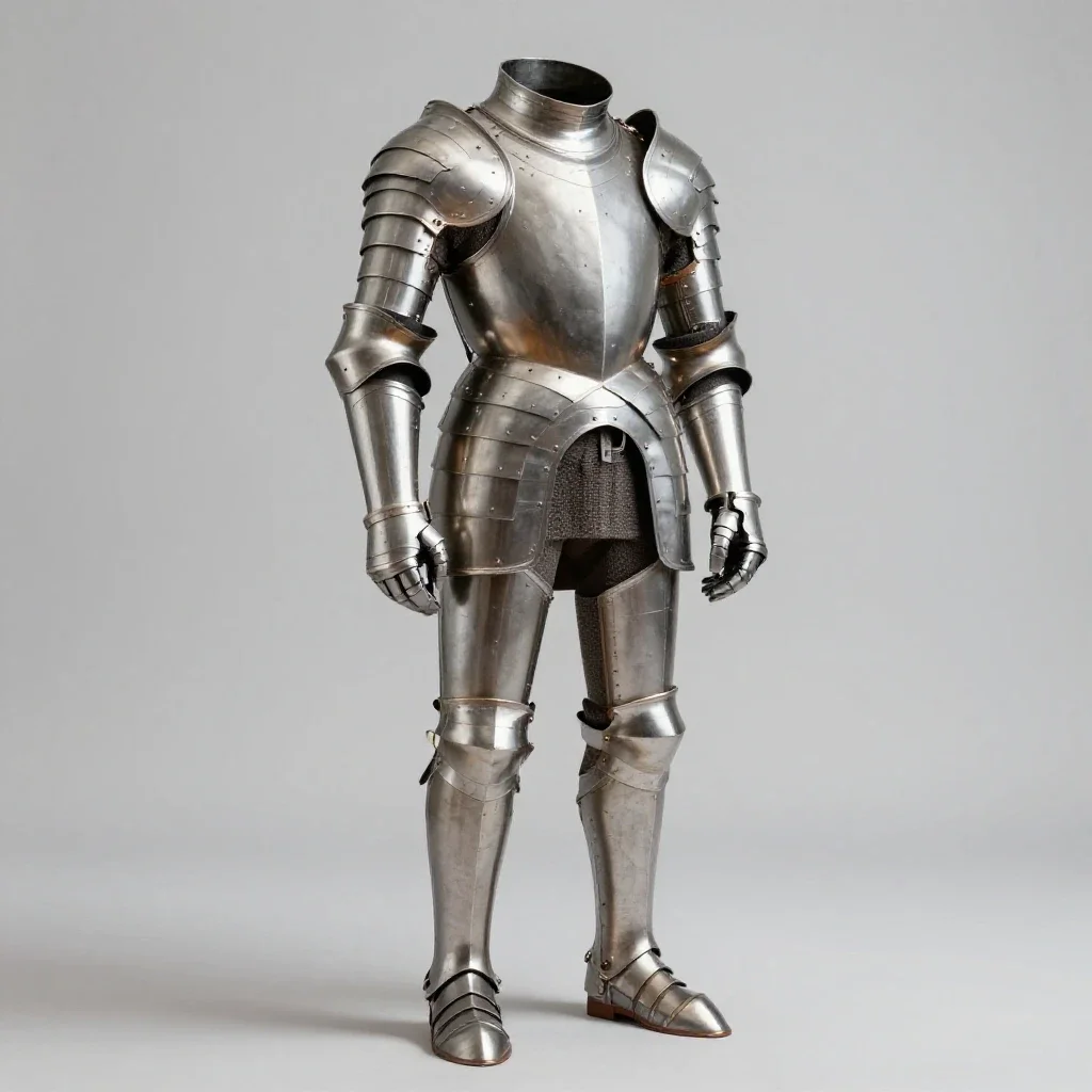 Suit of plate armour isolated on a white background