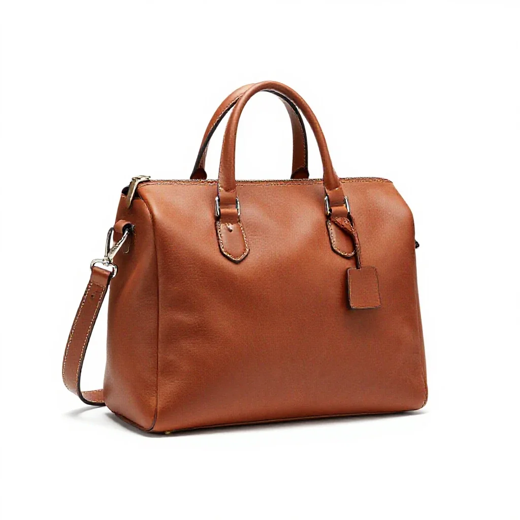 Leather satchel isolated on a white background
