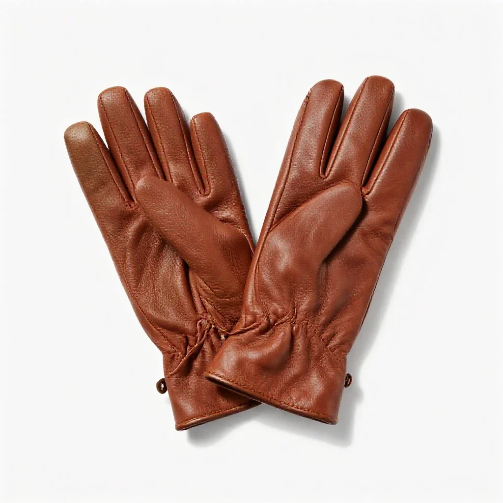 Pair of leather gloves isolated on a white background