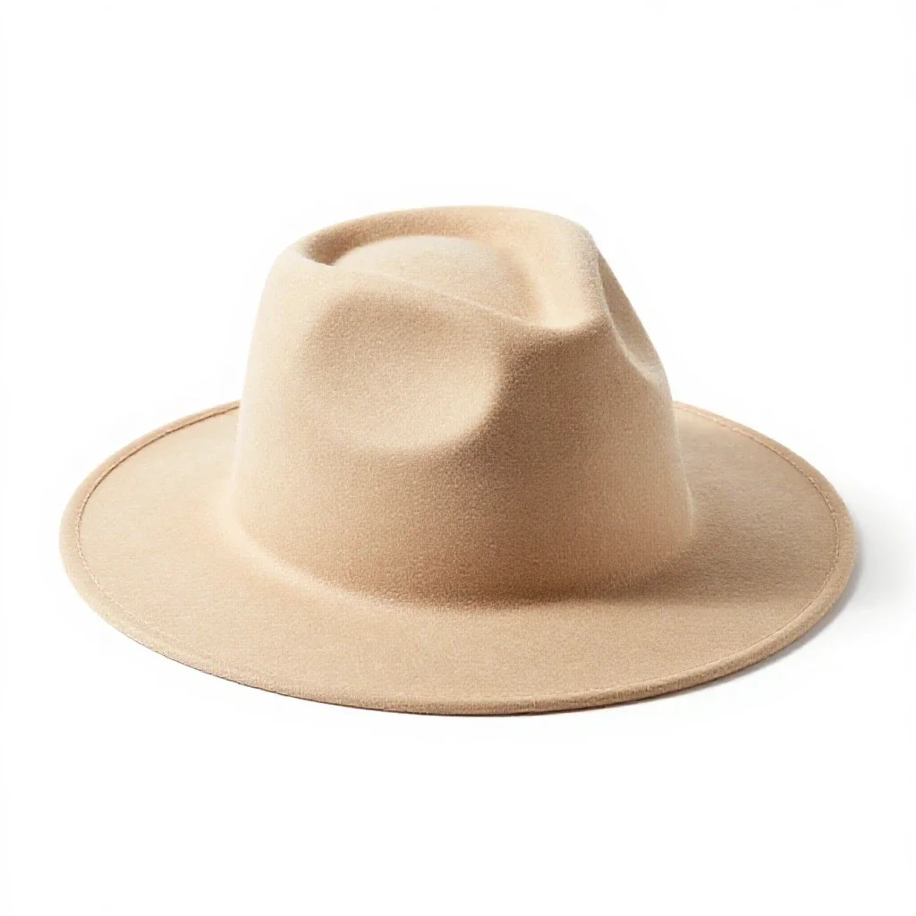 Wide-brim felt hat isolated on a white background