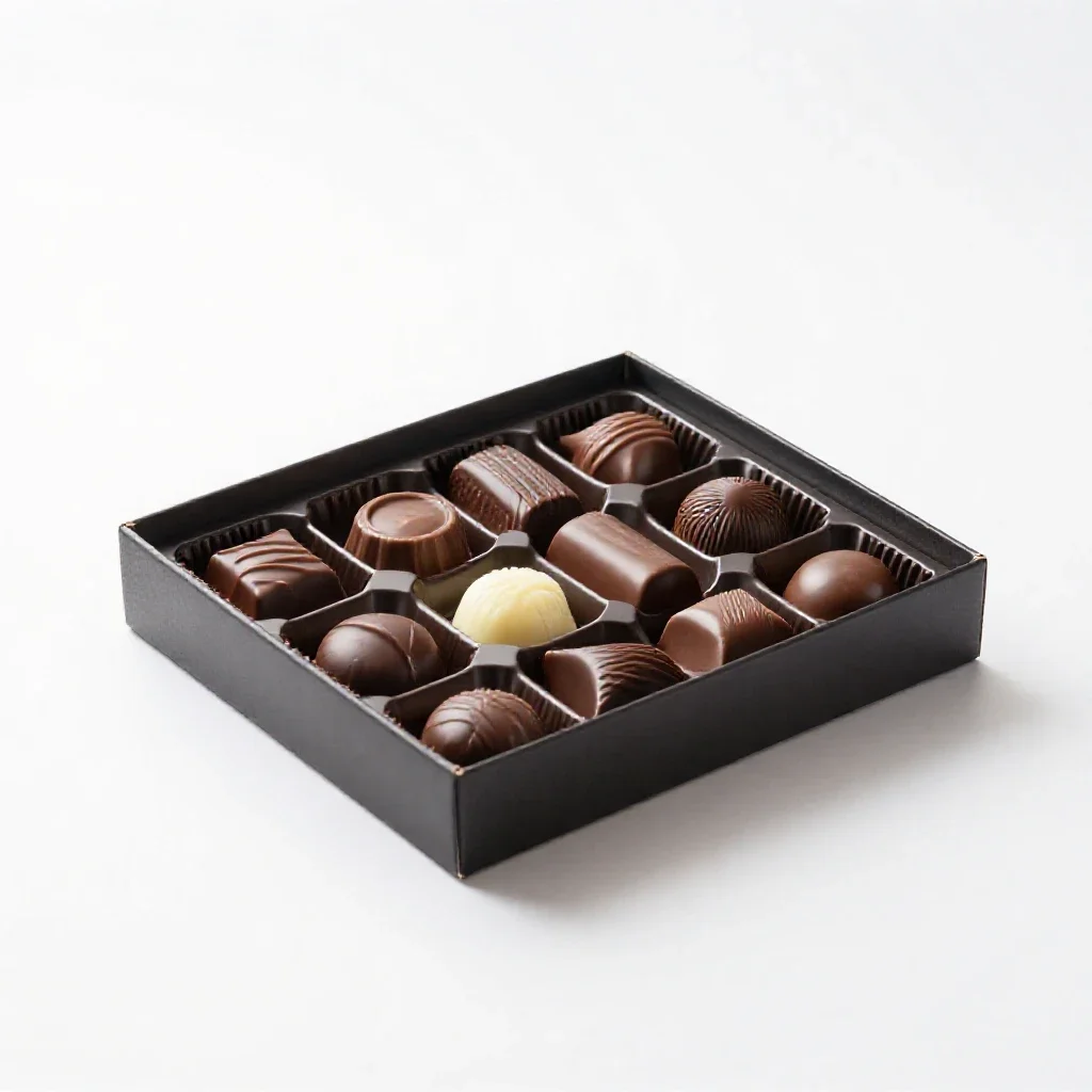 Box of chocolates isolated on a white background
