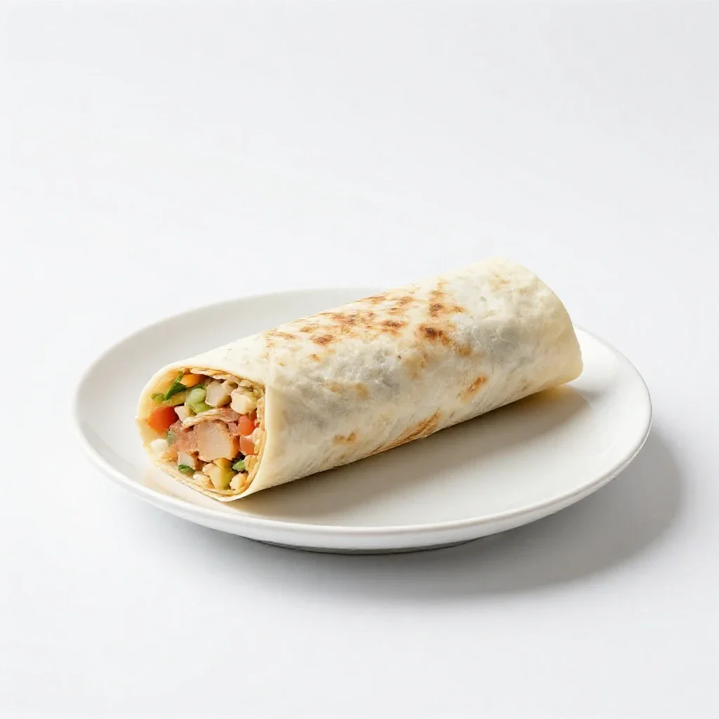 Burrito cut in half isolated on a white background