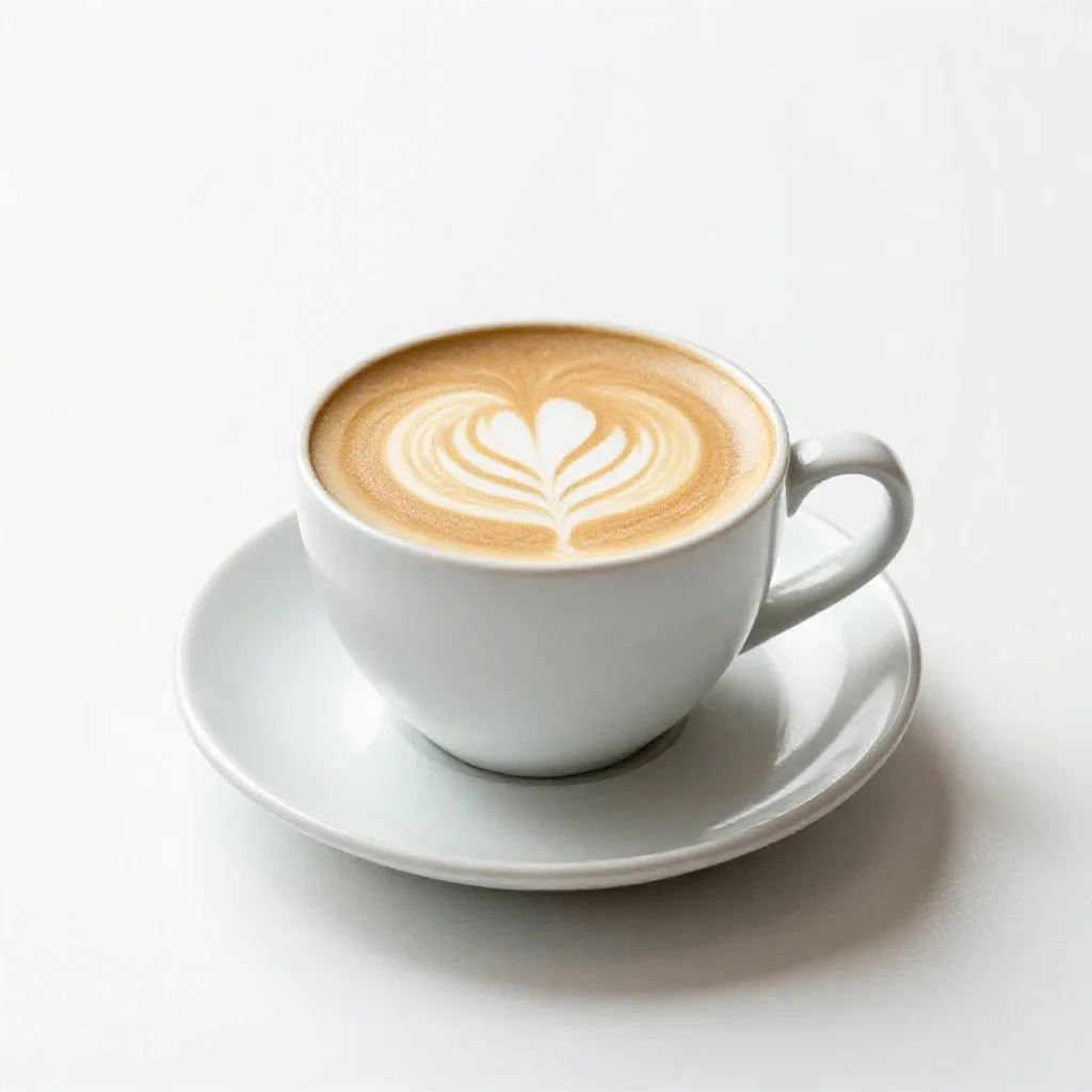 Flat white in a ceramic cup isolated on a white background