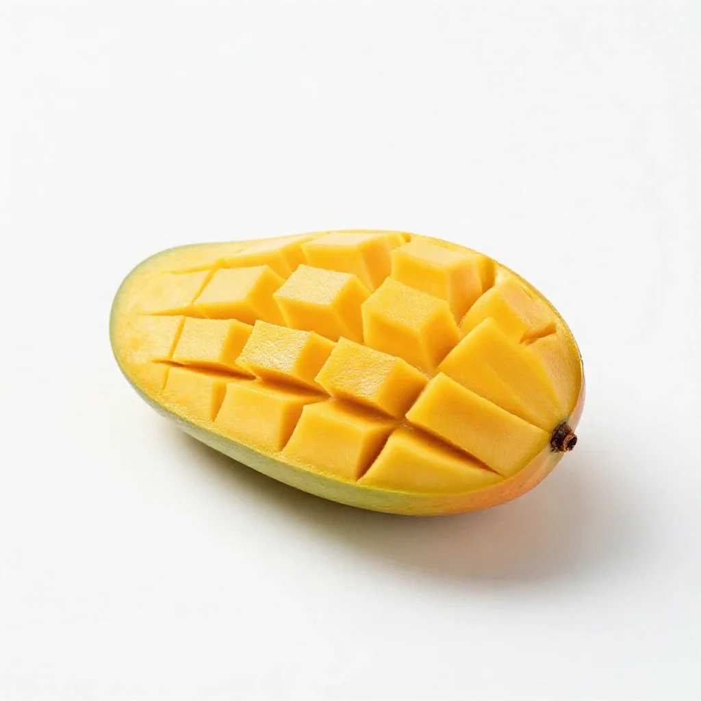Mango sliced open isolated on a white background