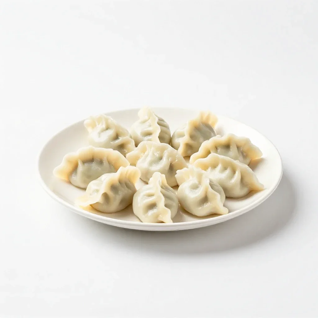 Plate of dumplings isolated on a white background