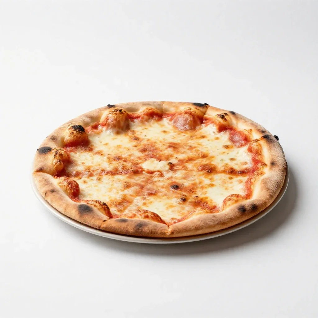 Wood-fired pizza isolated on a white background
