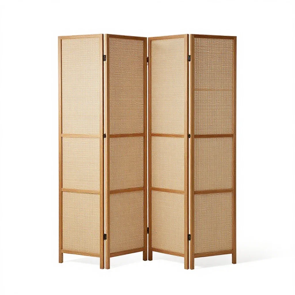 Folding screen room divider isolated on a white background