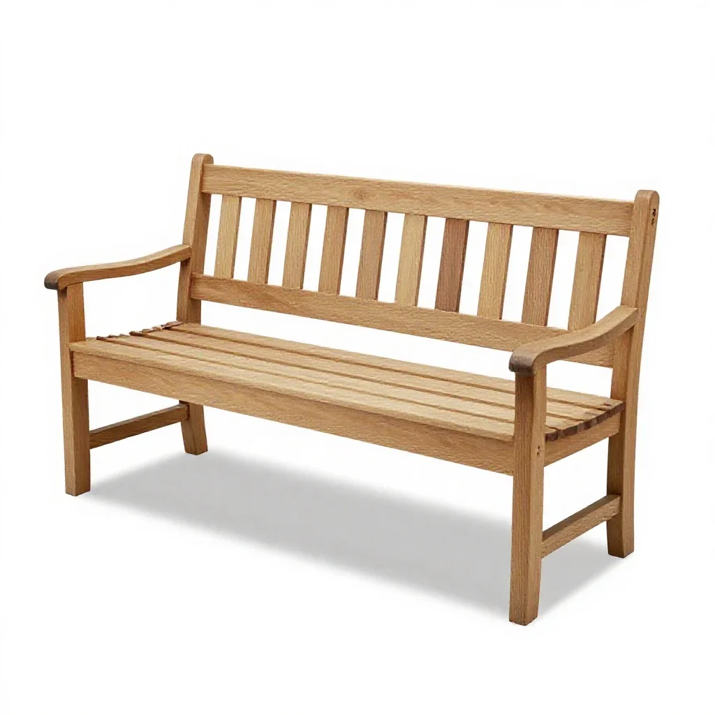 Garden bench with slats isolated on a white background