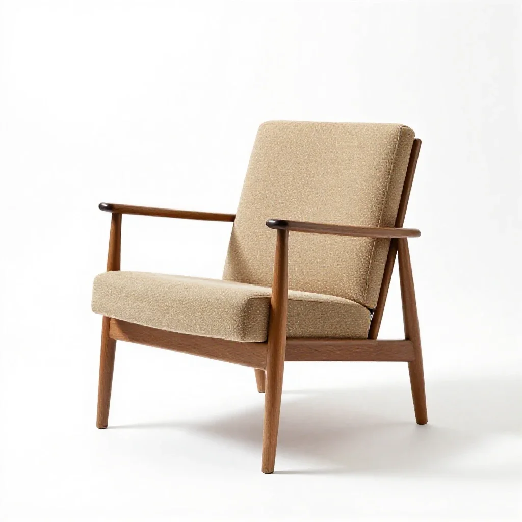 Mid-century lounge chair isolated on a white background