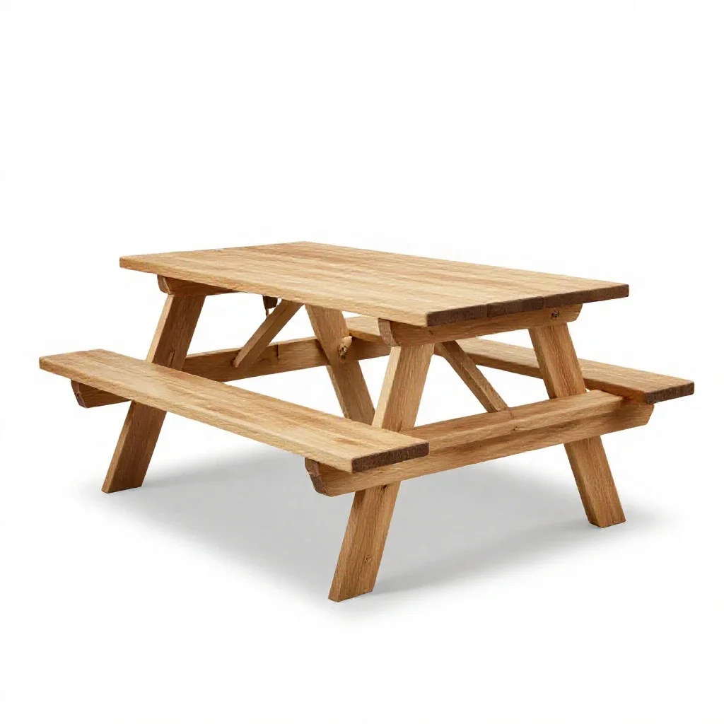 Picnic table isolated on a white background