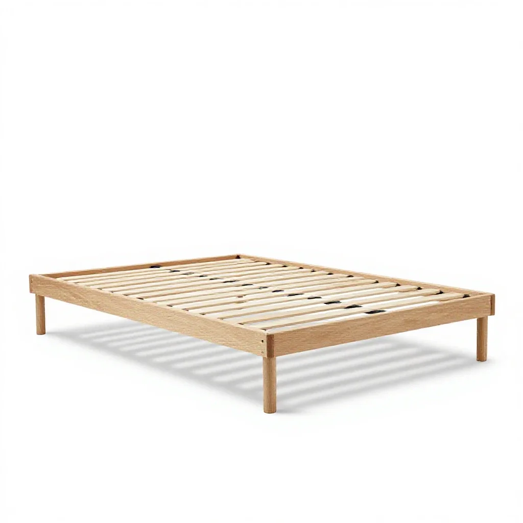 Platform bed frame isolated on a white background