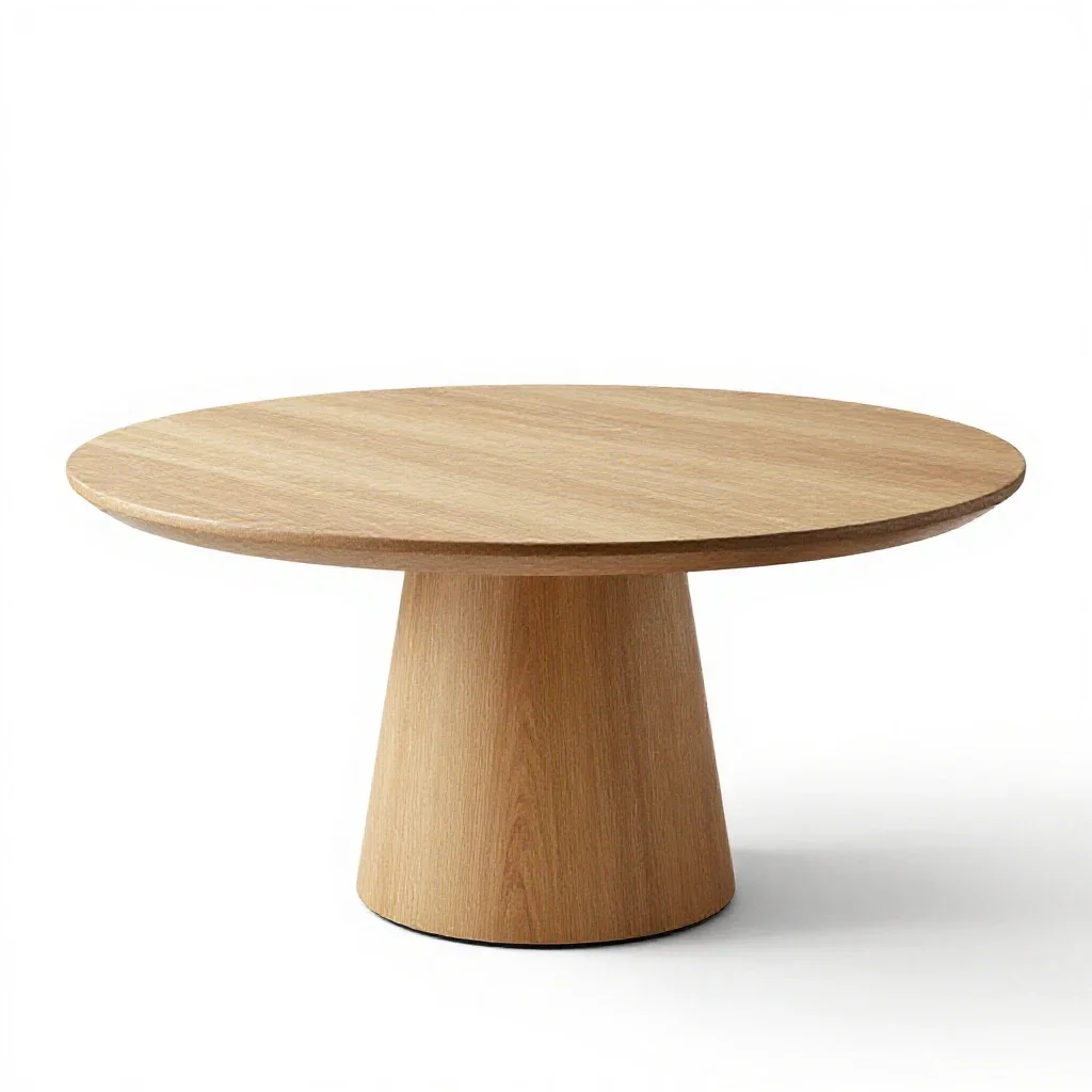 Round pedestal dining table isolated on a white background