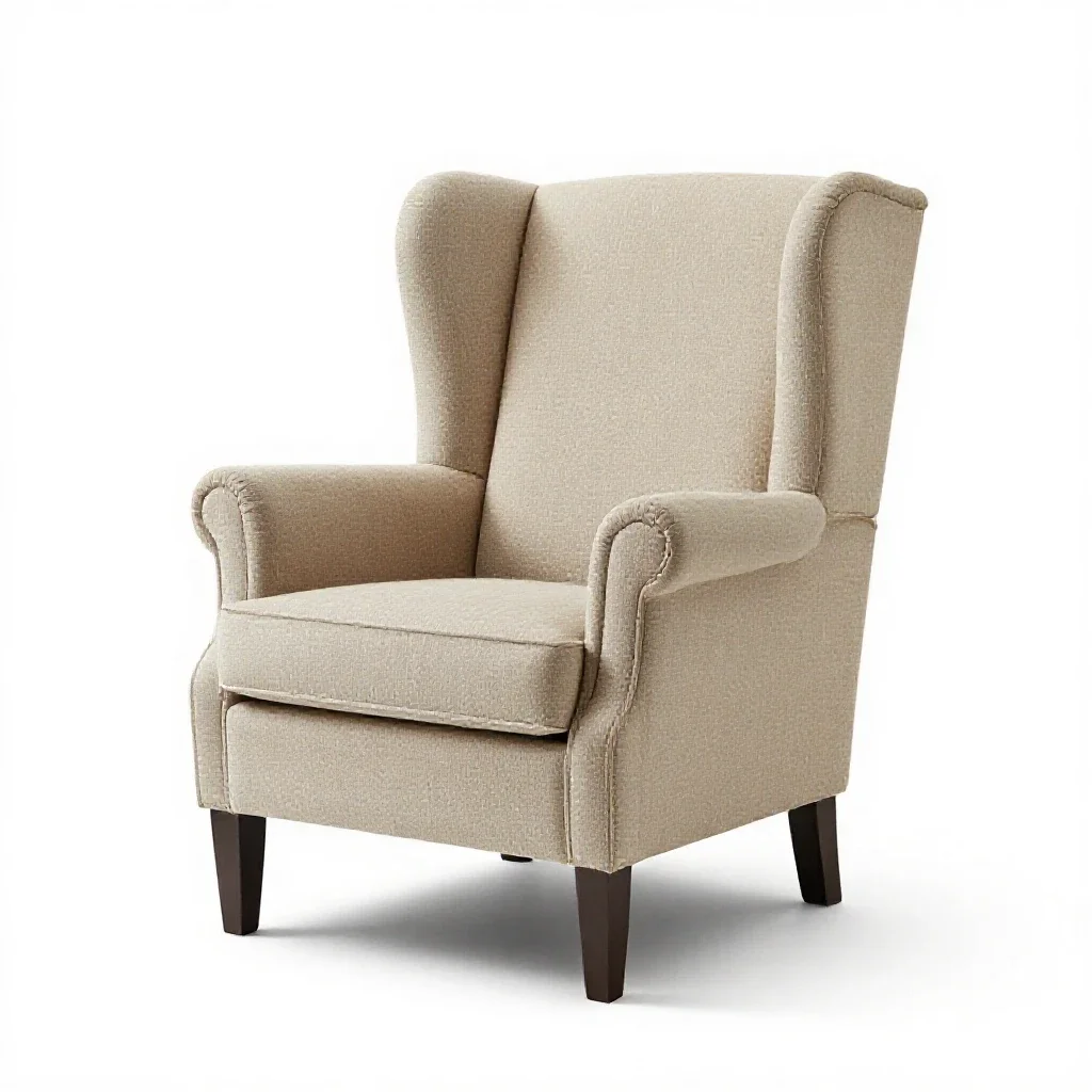 Wingback armchair isolated on a white background