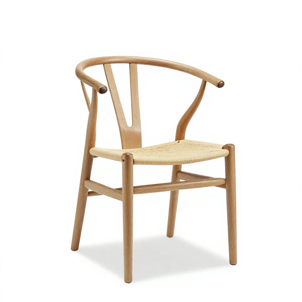 Wishbone dining chair isolated on a white background