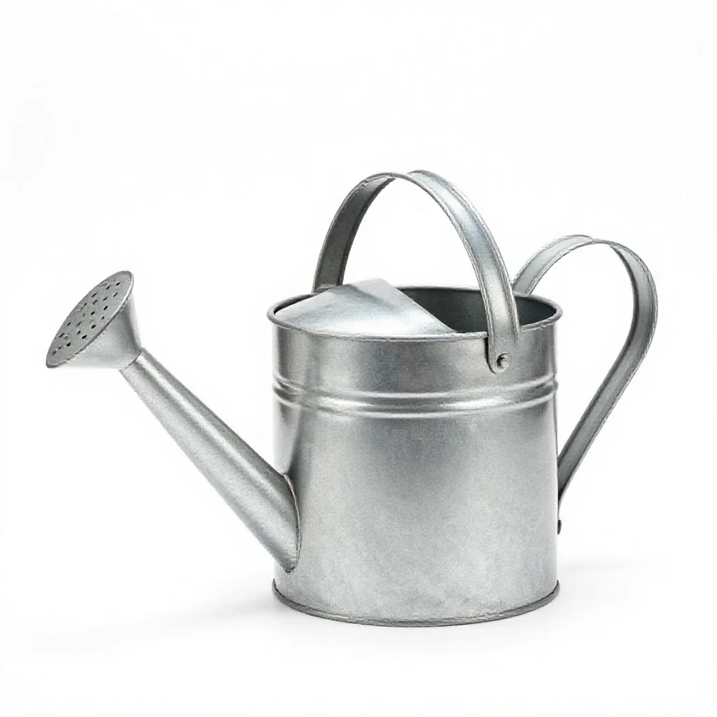 Galvanised watering can isolated on a white background