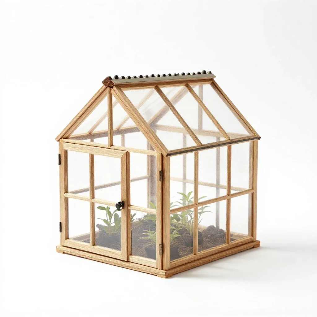 Mini greenhouse isolated on a white background