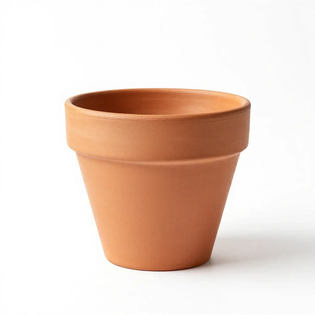 Terracotta plant pot isolated on a white background