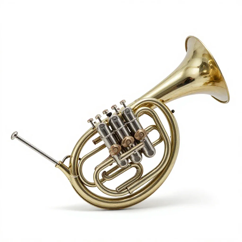 French horn isolated on a white background
