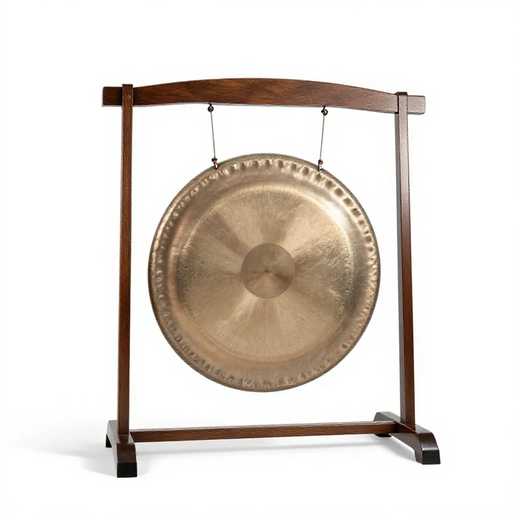 Gong on a stand isolated on a white background