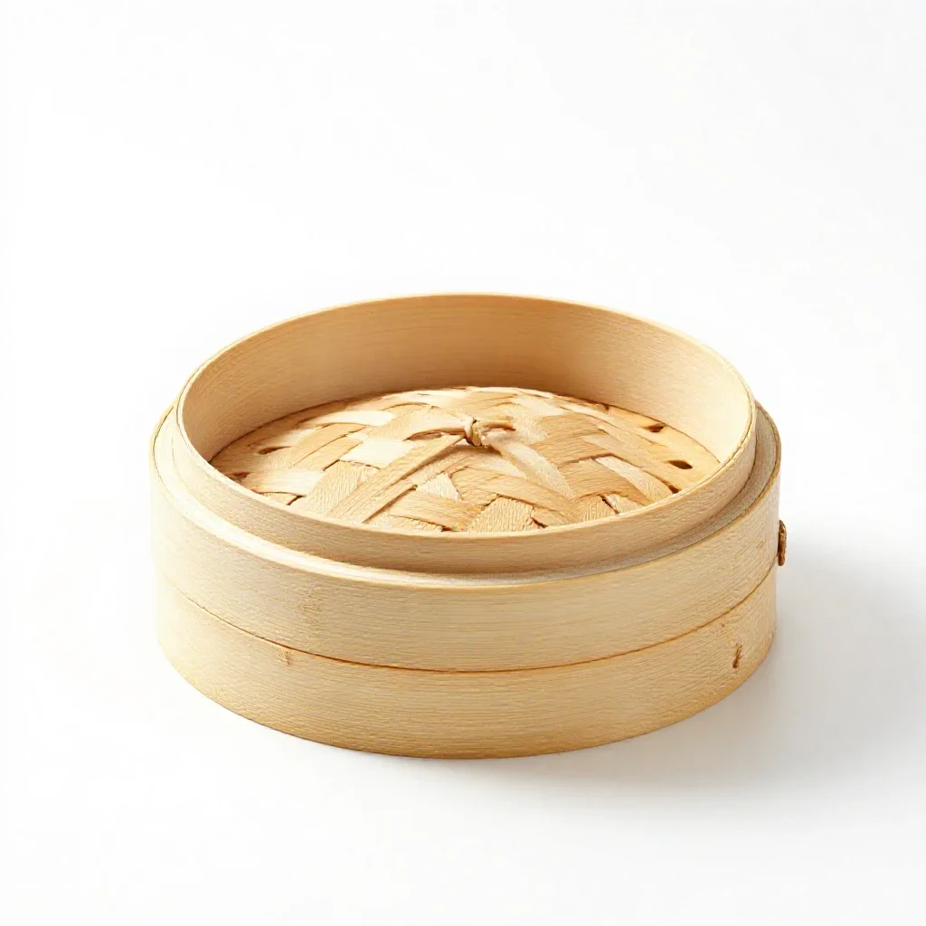 Bamboo steamer basket isolated on a white background