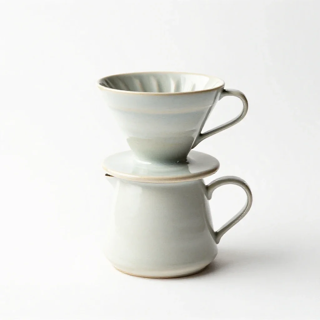 Ceramic pour-over dripper isolated on a white background
