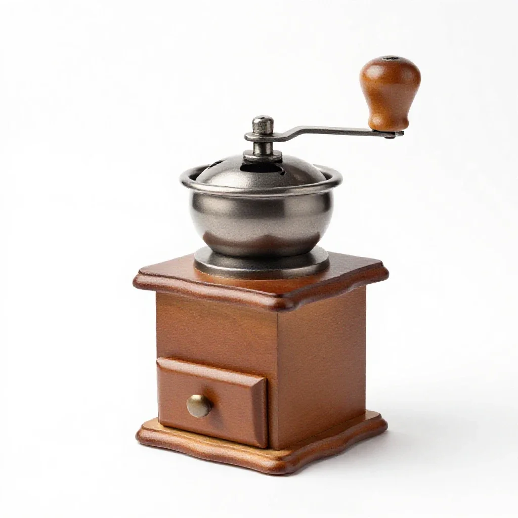 Hand-crank coffee grinder isolated on a white background