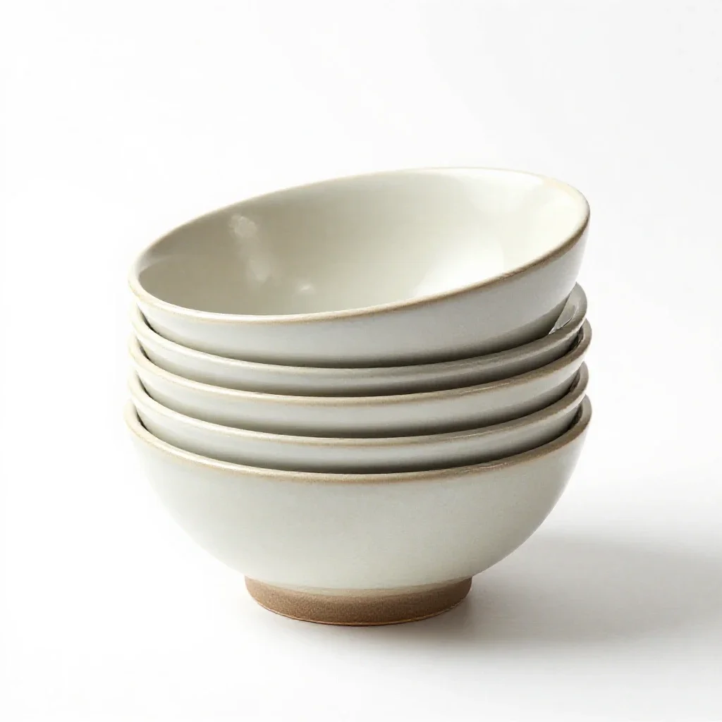 Stack of nesting mixing bowls isolated on a white background