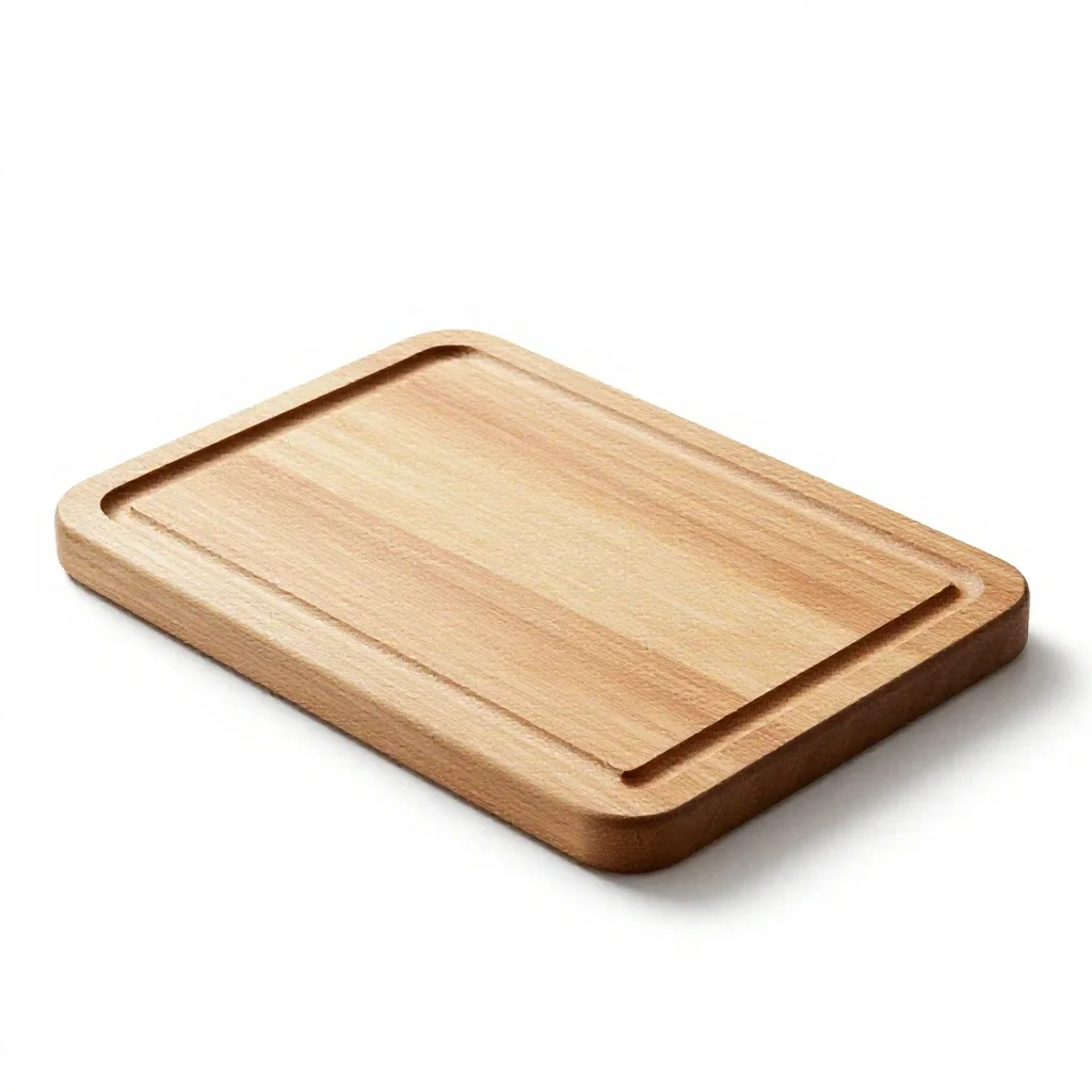 Wooden cutting board with a juice groove isolated on a white background