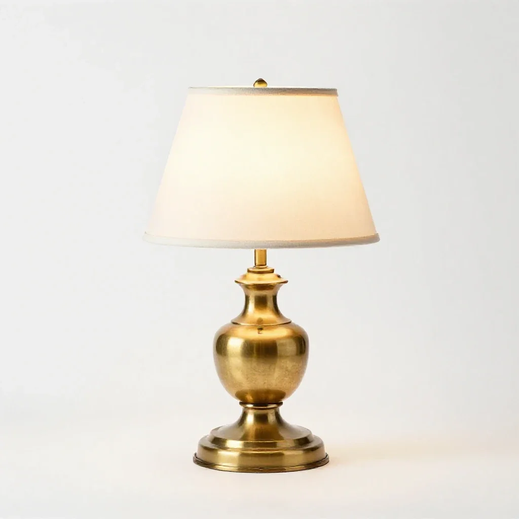 Brass banker's lamp isolated on a white background