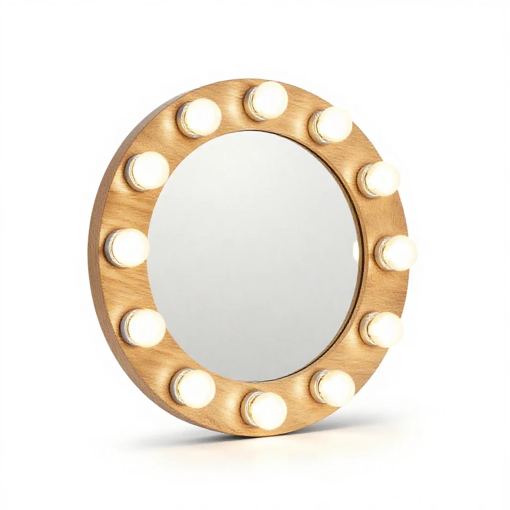 Mirror with bulb surround isolated on a white background