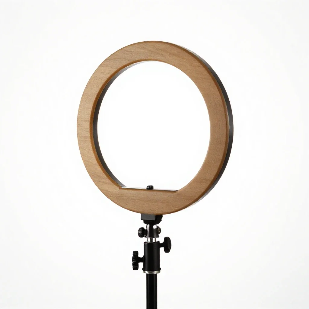 Ring light on a stand isolated on a white background