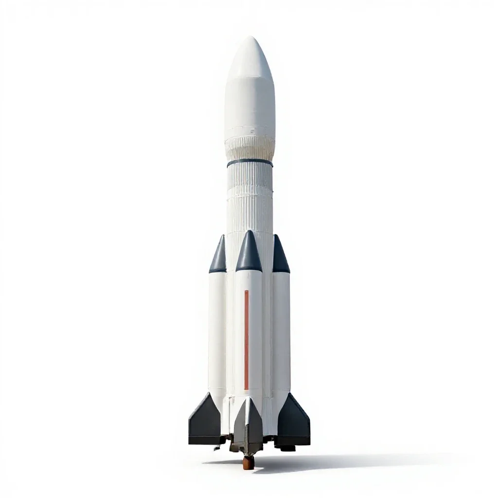 Heavy lift rocket isolated on a white background
