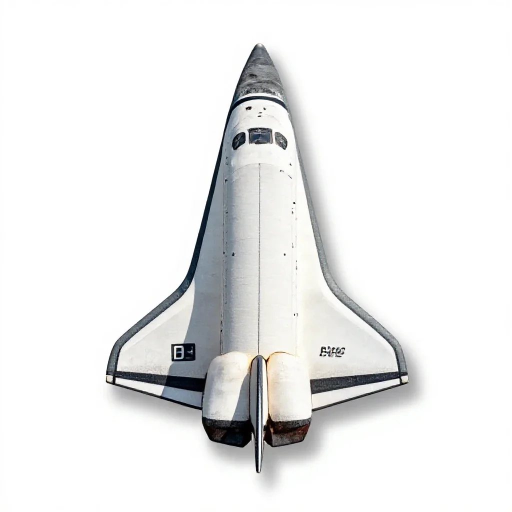 Space shuttle orbiter isolated on a white background