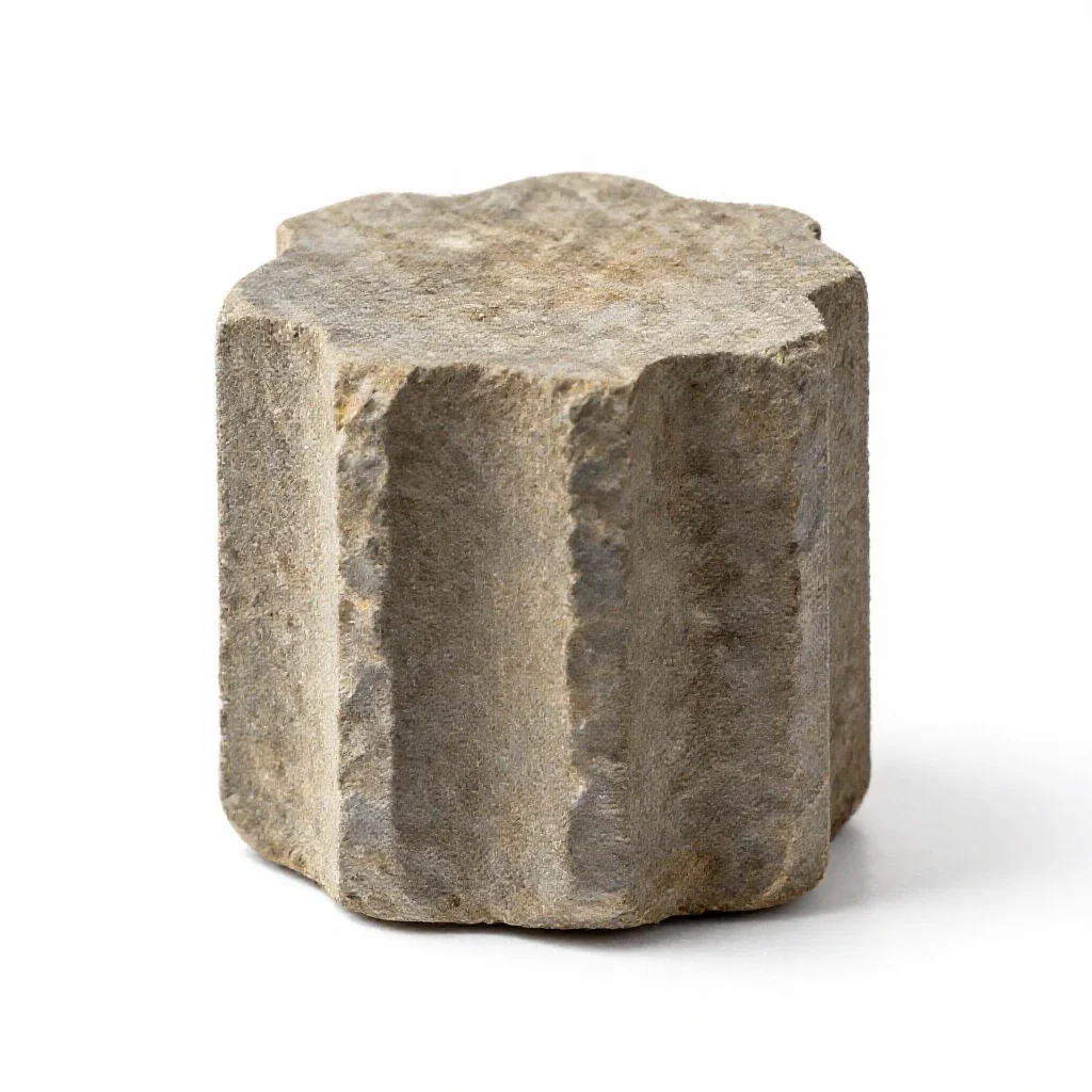 Basalt column fragment isolated on a white background