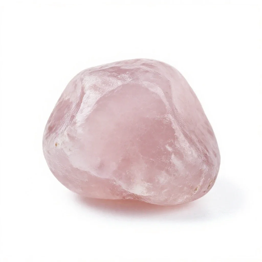 Chunk of rose quartz isolated on a white background