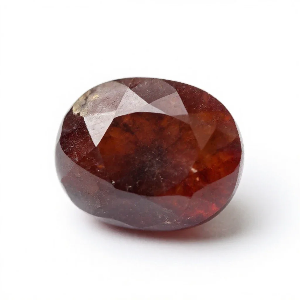 Garnet in matrix isolated on a white background