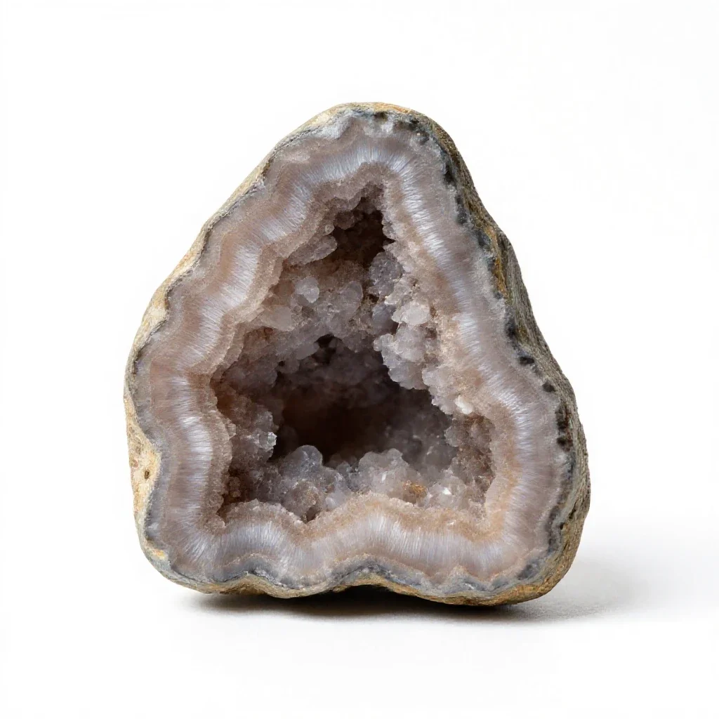 Geode with calcite isolated on a white background