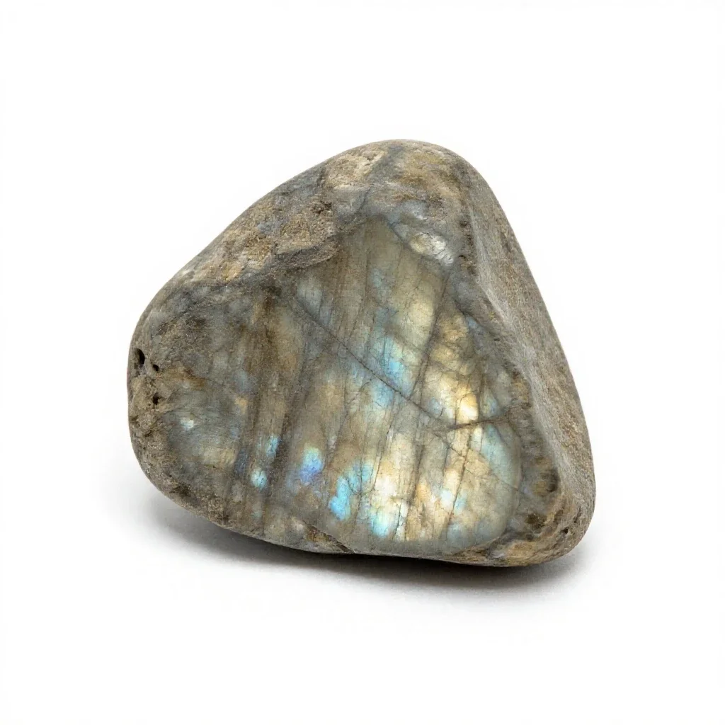Labradorite slab isolated on a white background