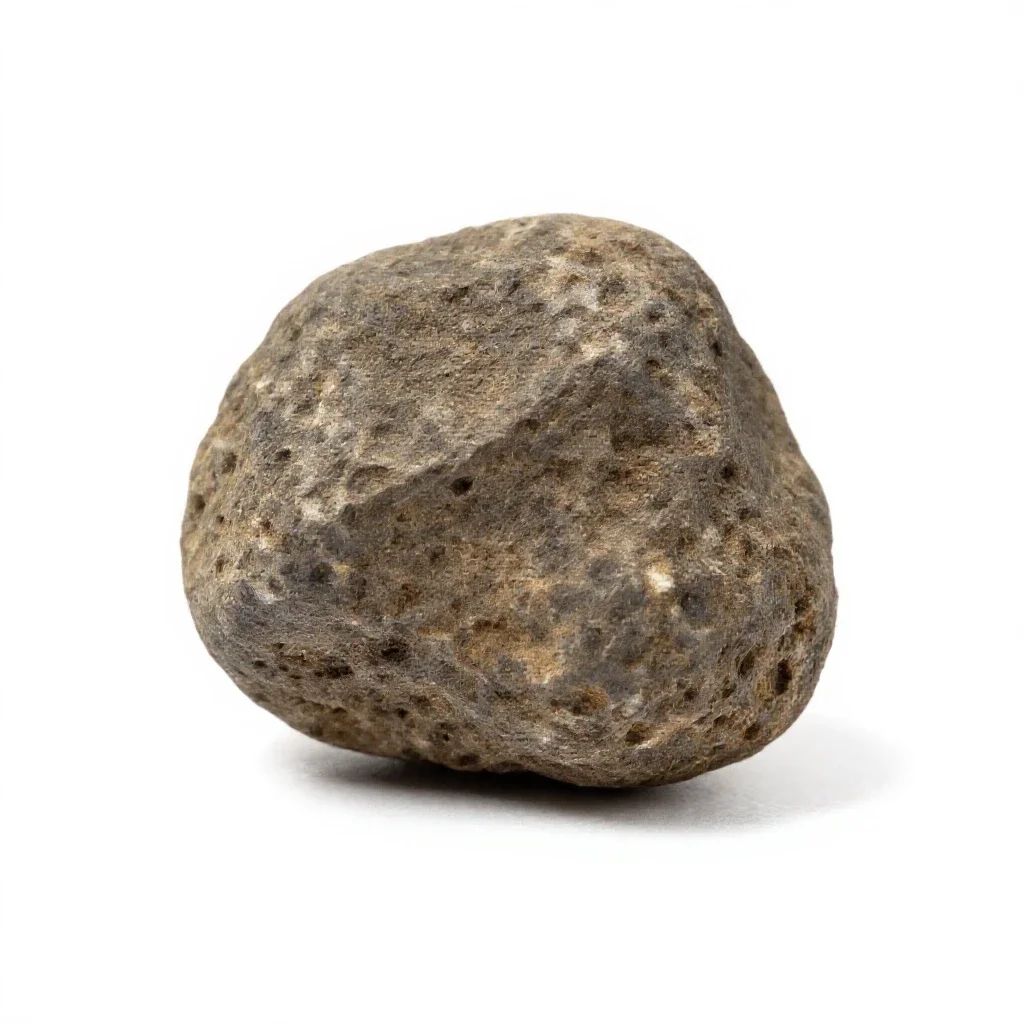 Meteorite fragment isolated on a white background