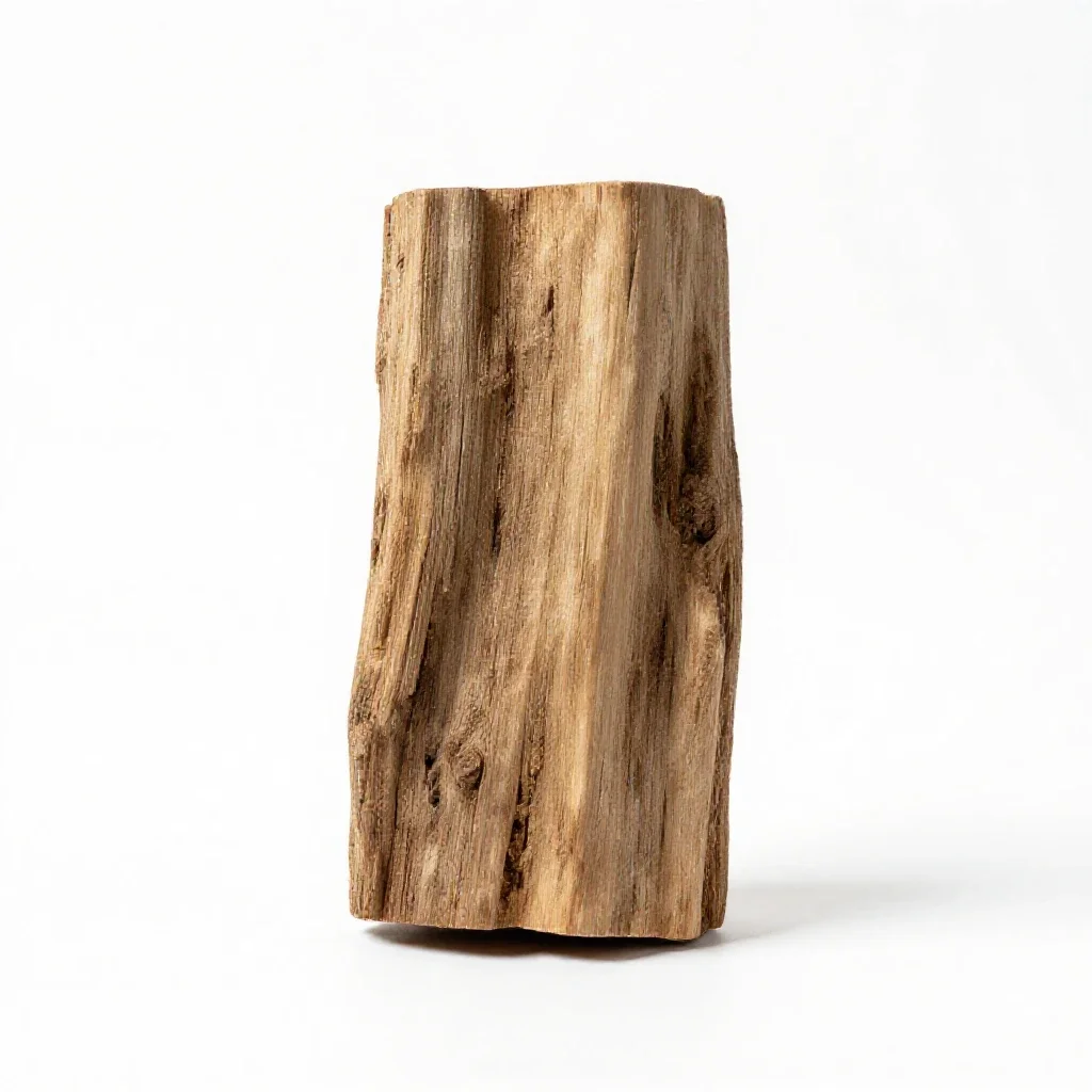 Piece of petrified wood isolated on a white background