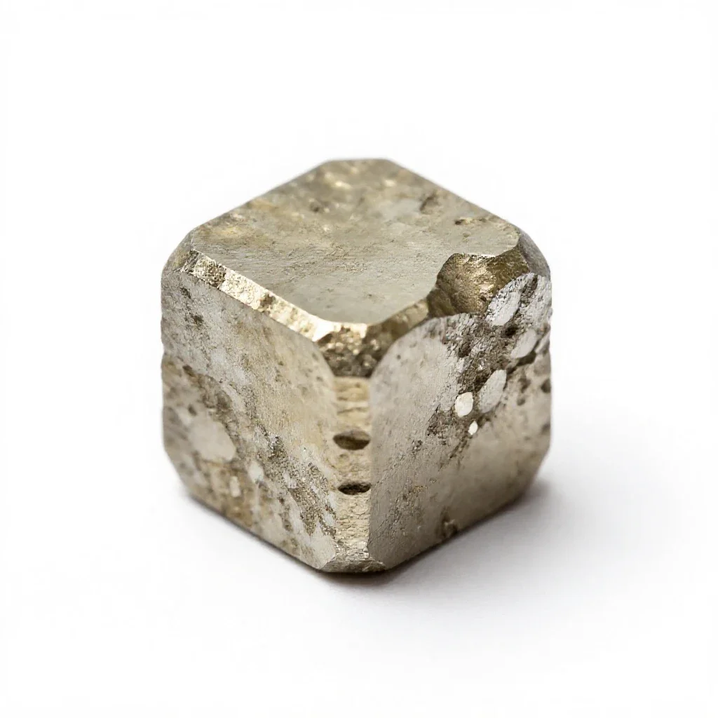 Pyrite cube isolated on a white background