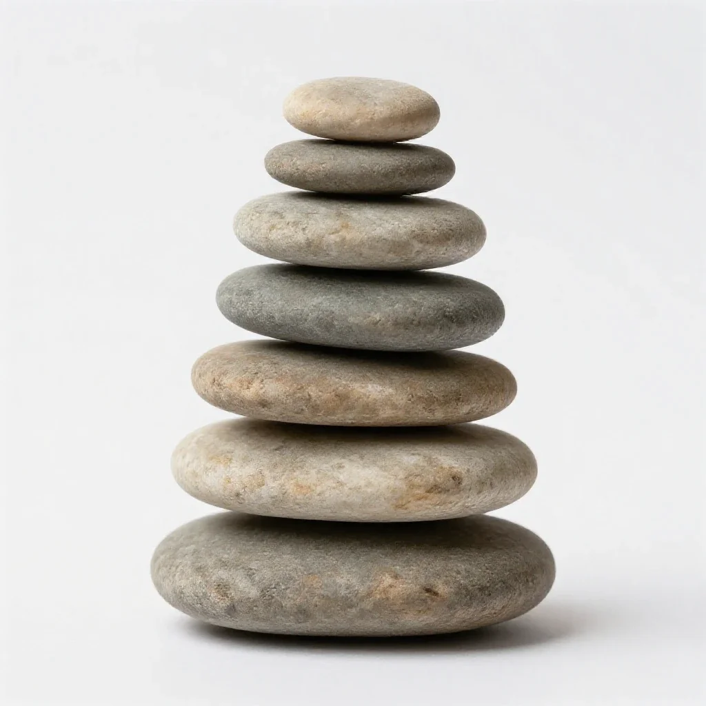 River stone stack isolated on a white background