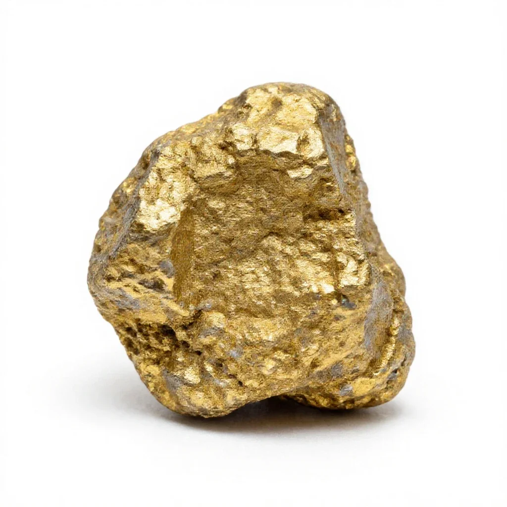 Vein of gold in quartz isolated on a white background