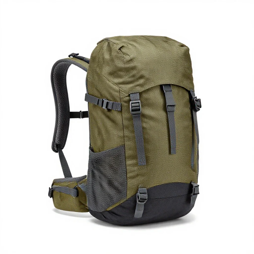 Camping backpack isolated on a white background