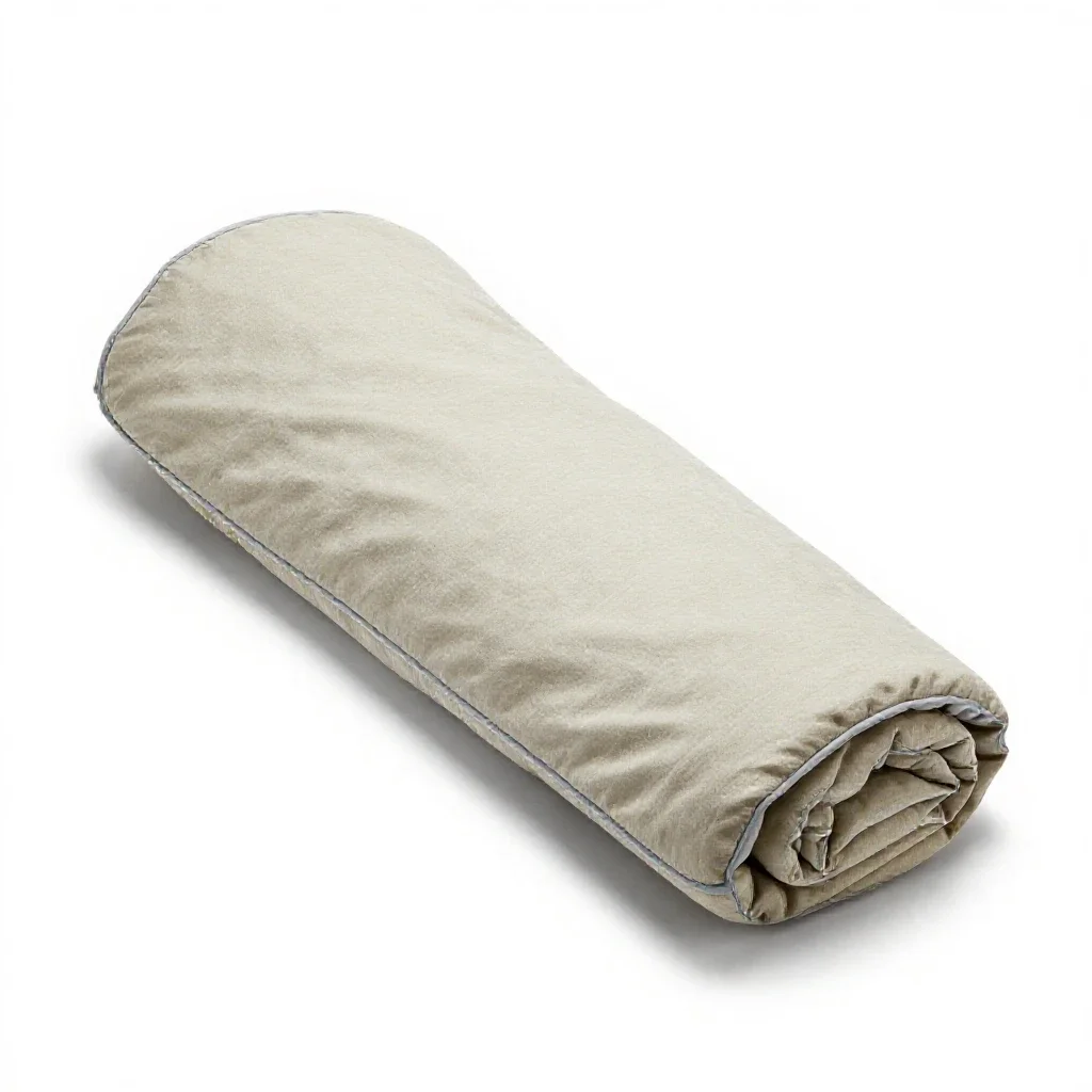 Sleeping bag rolled up isolated on a white background