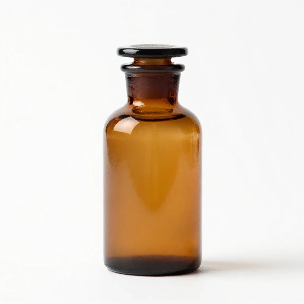 Amber glass apothecary bottle isolated on a white background