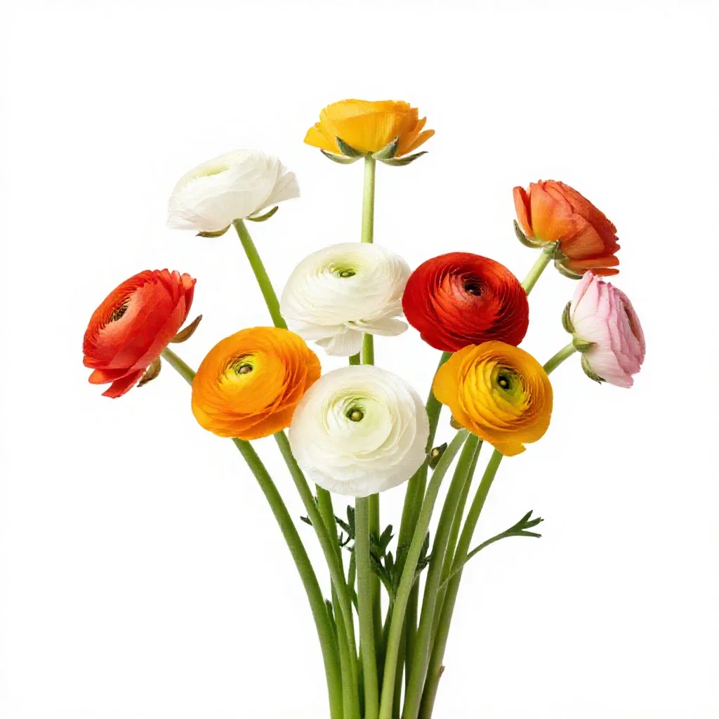 Bunch of ranunculus isolated on a white background