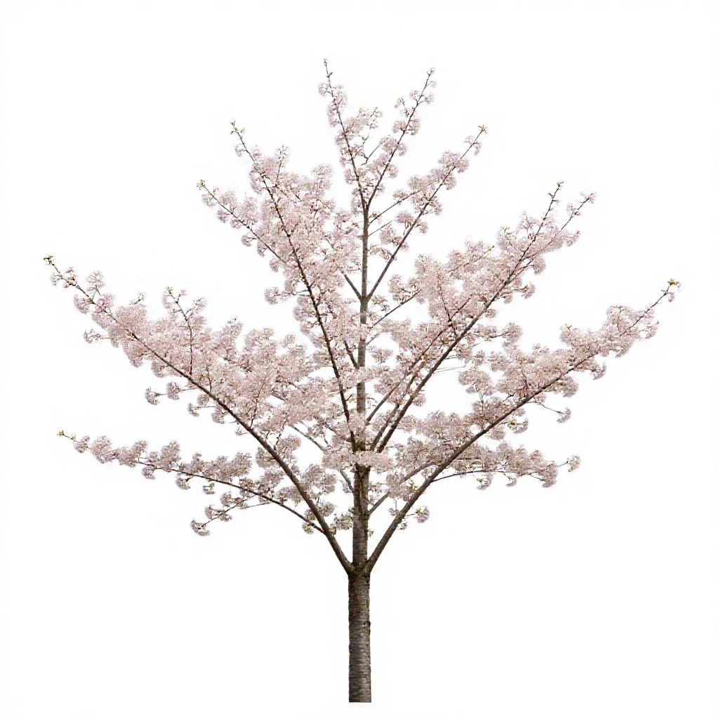 Cherry blossom branch isolated on a white background