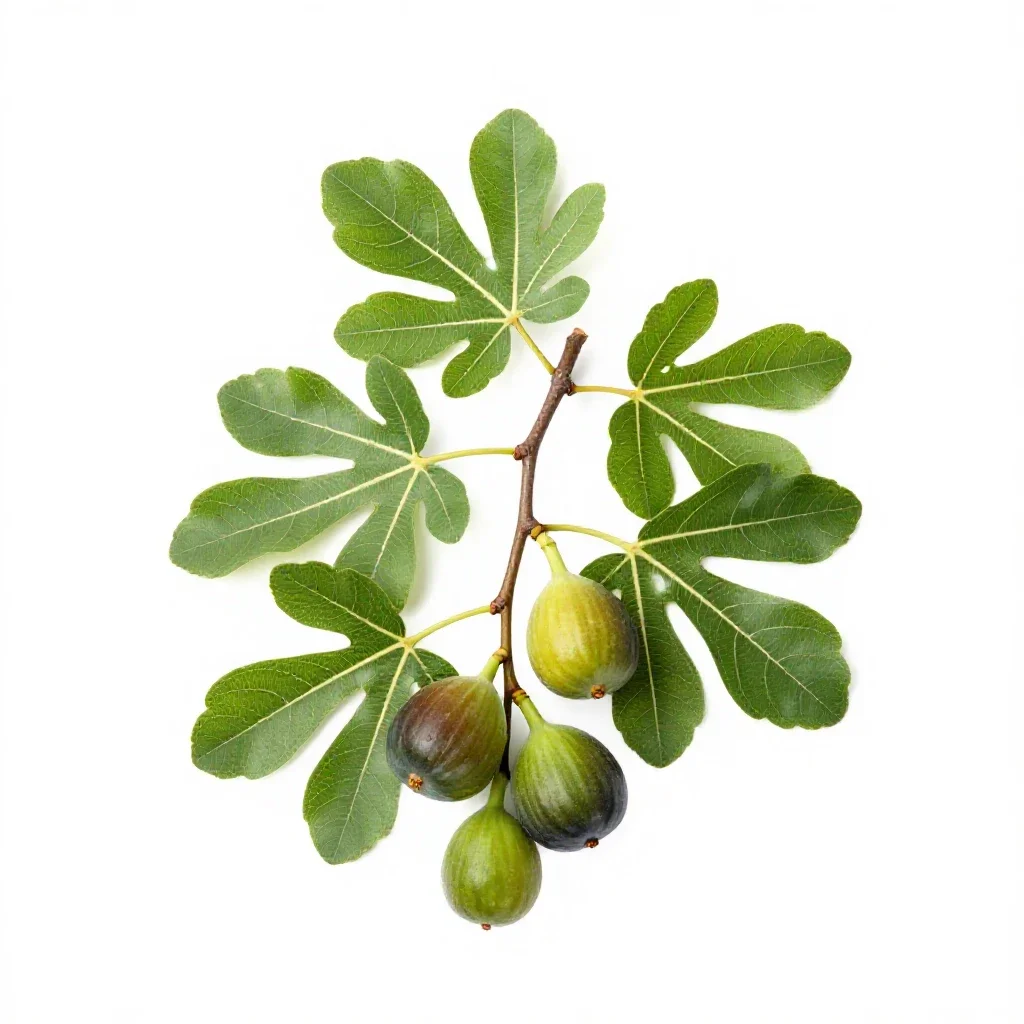 Fig branch with fruit isolated on a white background