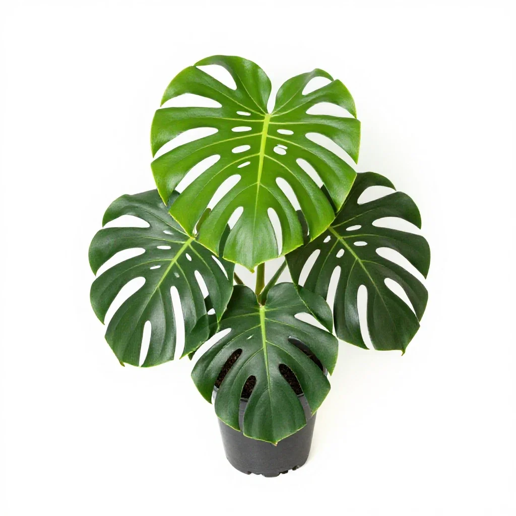 Monstera deliciosa in a pot isolated on a white background